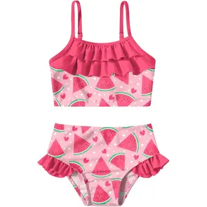 Little Girls Two Piece Mermaid Bikini Set Ruffle Adjustable Summer Beach Bathing Swimsuit 3-7 Years  Kids