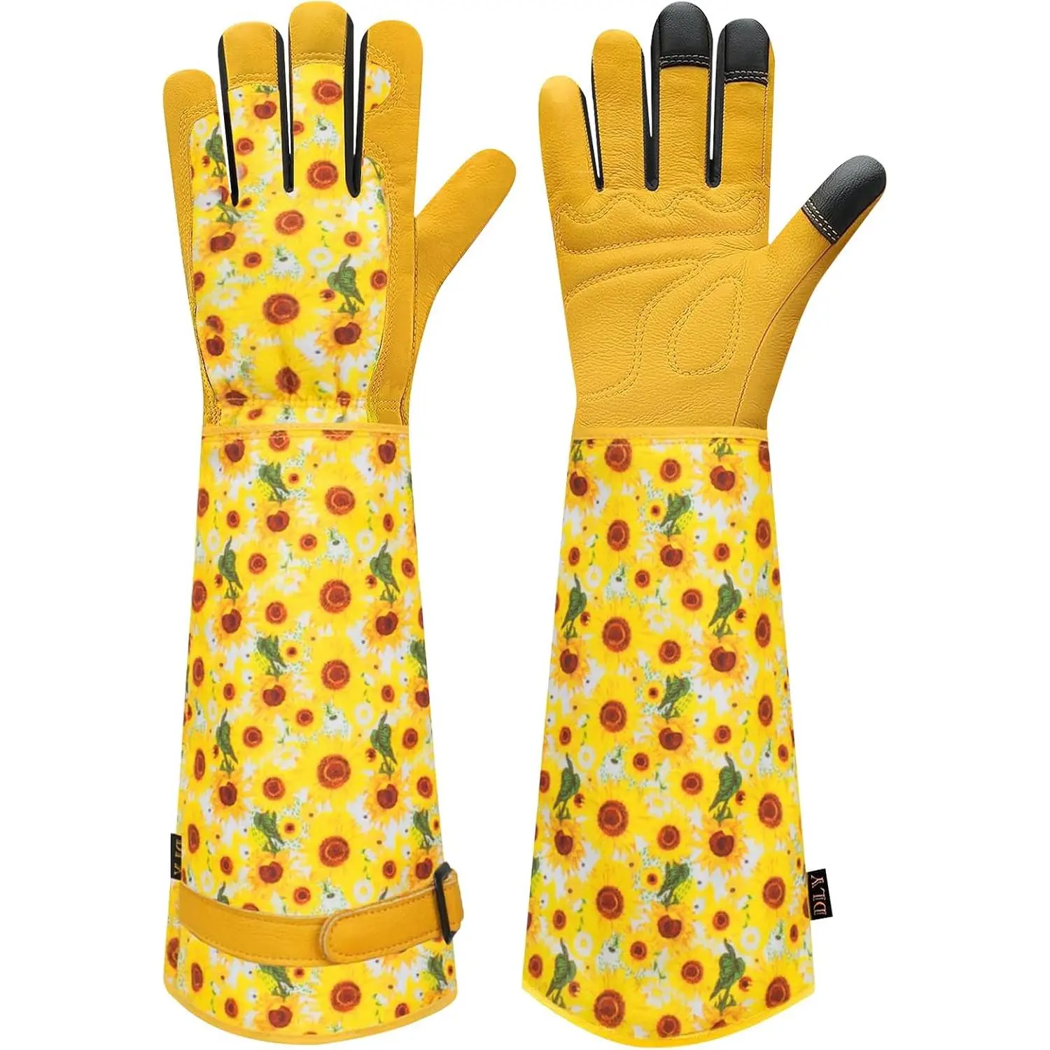 Gardening Gloves  Women, Rose Gloves Gardening Thorn Proof, Long Garden Gloves  Women, Breathable Cowhide Leather Gauntlet (Medium, Yellow