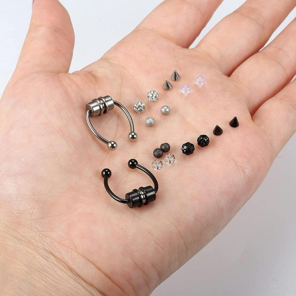 FINREZIO 316L Stainless Steel Septum Nose Ring Horseshoe Fake Nose Ring Hoop for Women Men Faux Septum Rings Non Piercing Clip On Nose Hoop Rings Daily Jewelry non tarnish jewelry vintage jewelry