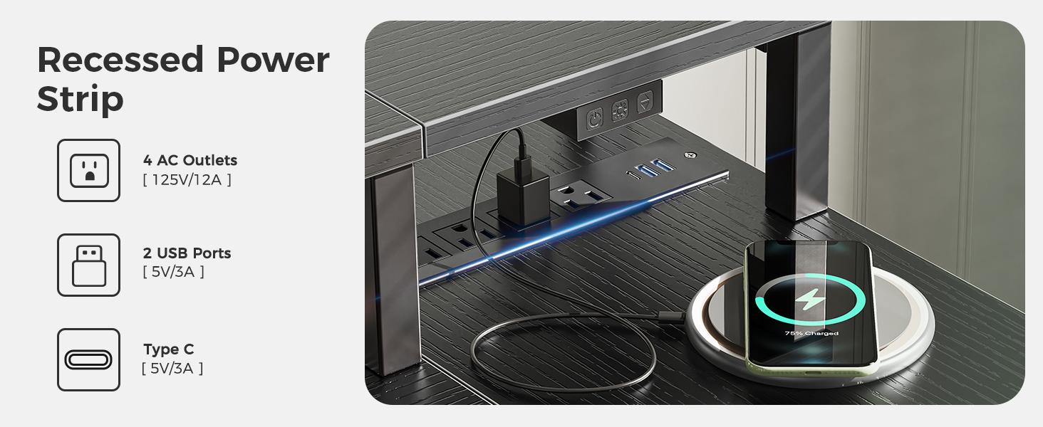 47 inch L Shaped Gaming Desk with LED Lights & Power Outlets, Reversible Computer Desk with Shelves & Monitor Stand, Corner Desk with Drawer, for Home & Office, Black