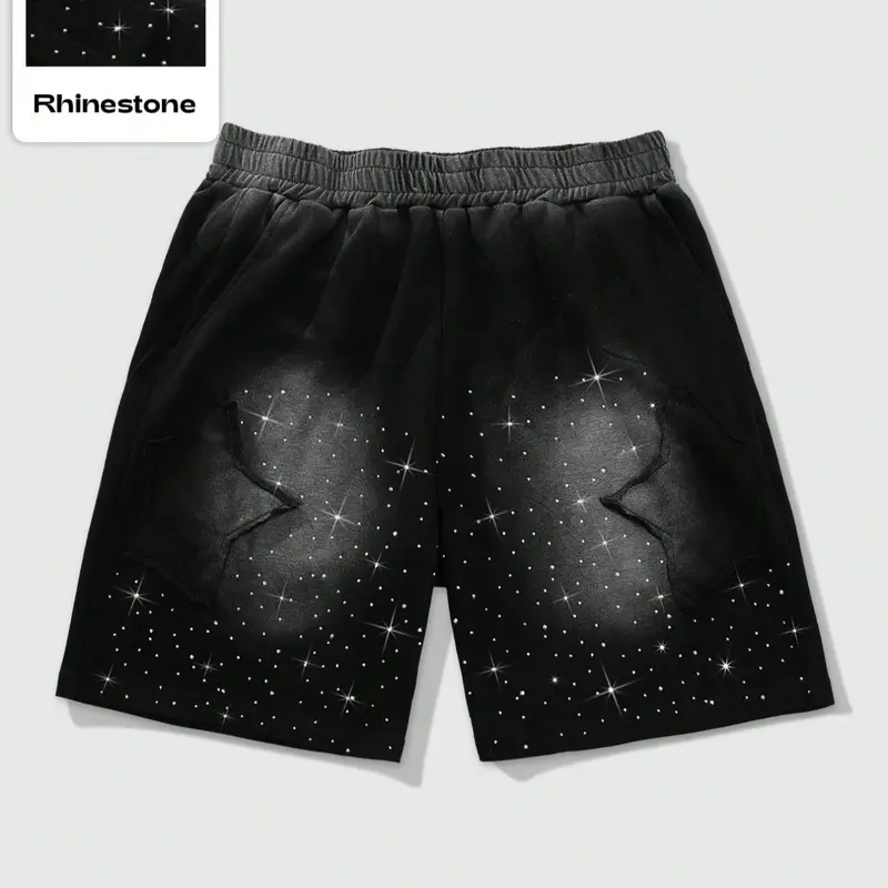 Men's Star Print Drawstring Waist Shorts, Regular Fit Casual Comfy Shorts for Summer, Men's Bottoms for Daily Wear