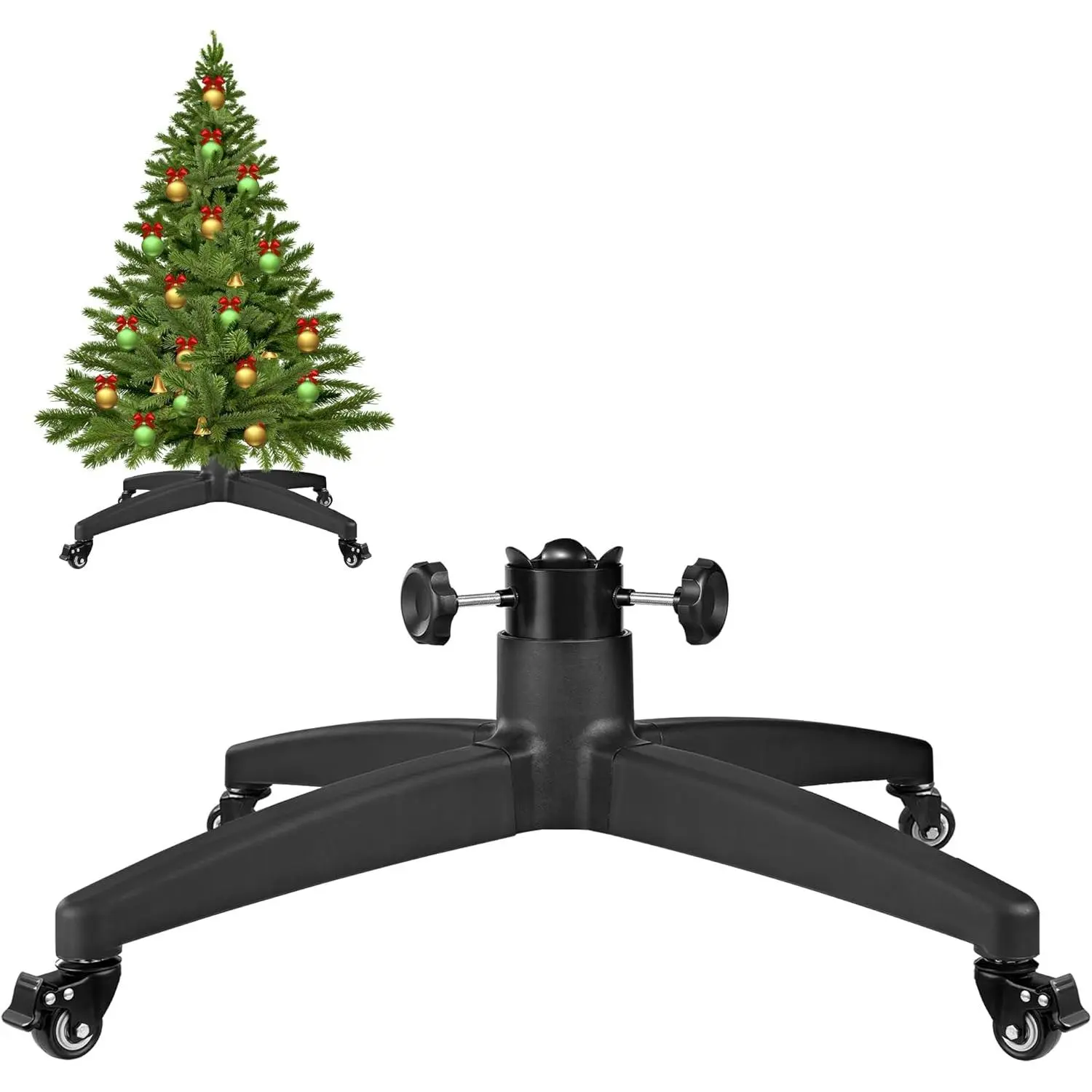 Christmas Tree Stands for 9 FT Artificial Trees, Rolling Wheels Movable Universal Xmas Tree Holder Base Fits 1-2.56 Inch Pole, 31 Inch Diameter Stand
