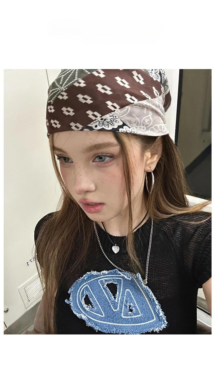 Vintage y2k millennial hottie headscarf female personality trend hip hop street dance square scarf popular accessories