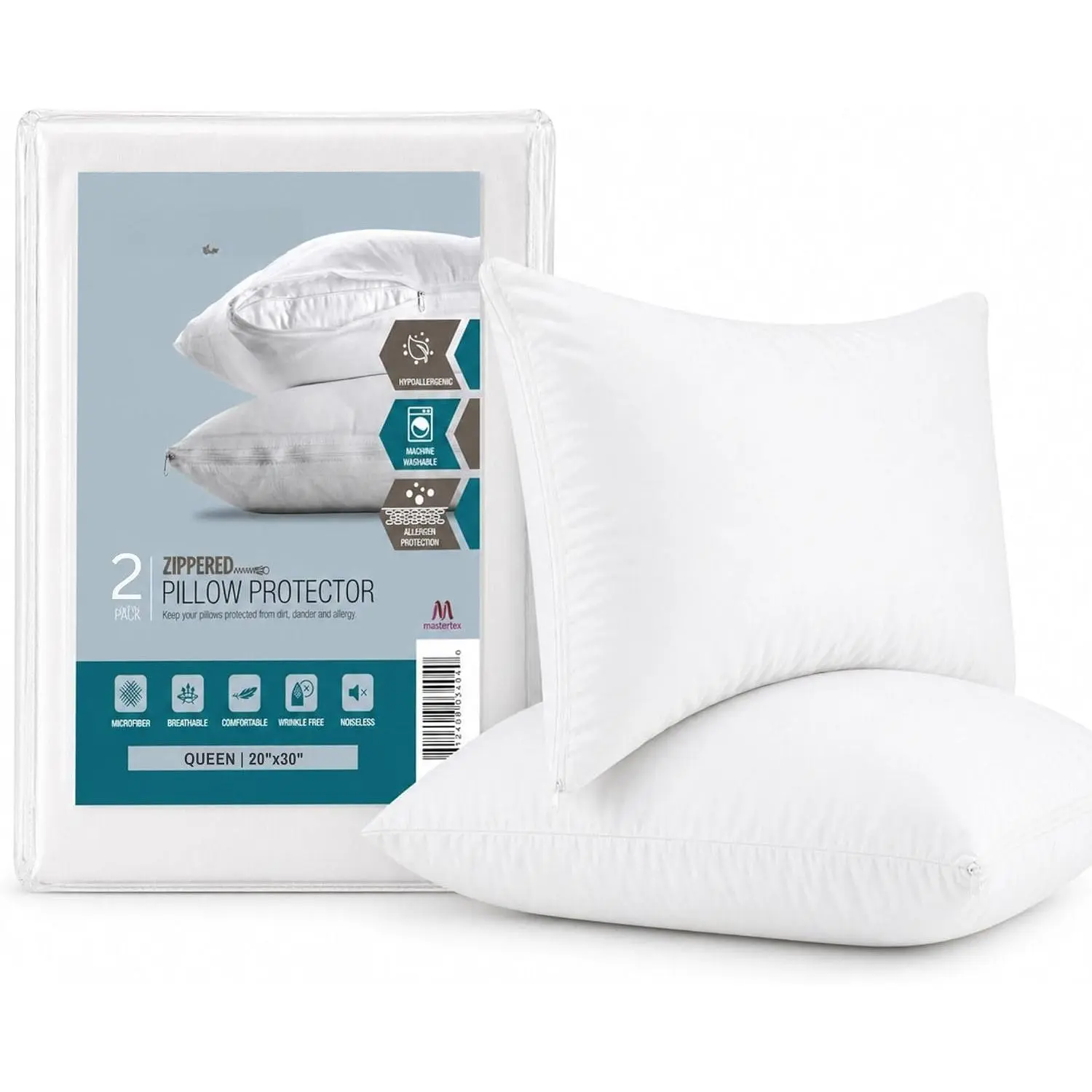 Size Pillow Protectors with Zipper - 2 Pack - Soft and Breathable Pillow Cover. Pillowcase Protects Against Stains, Spills, and . (20 x 30)