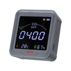 VEVOR Carbon Dioxide Monitoring Controller, Dual Outlets Carbon Dioxide Controller, CO2 Meter Monitor Day and Night Detection Feature, NDIR CO2 Sensor for Green House, Laboratories, Classrooms, Home