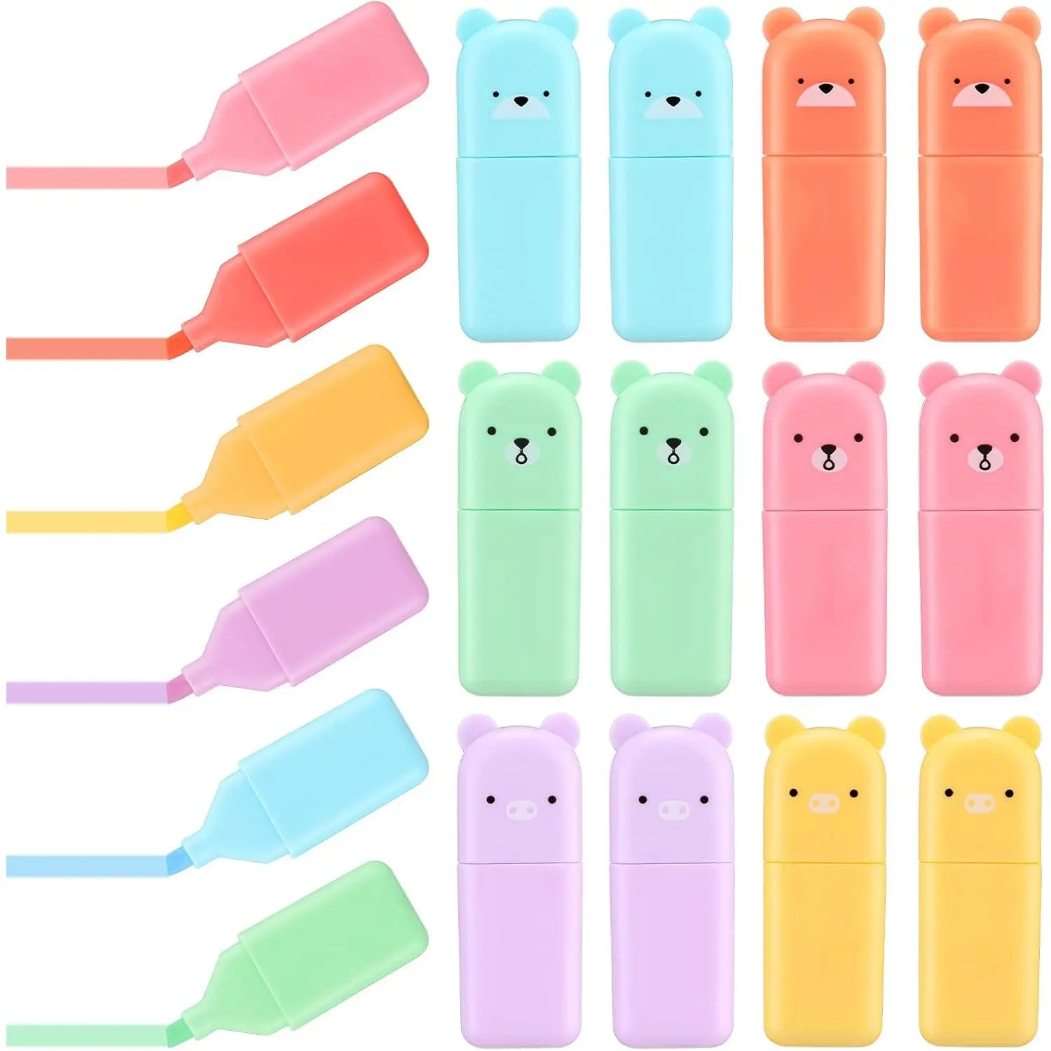 18 count Cute Highlighter Pens  for School  6 Macaron Colors Chisel Tip Kawaii Marker Pens Mini Cartoon Aesthetic Markers Highlighters for Writing Graffiti Drawing Office()