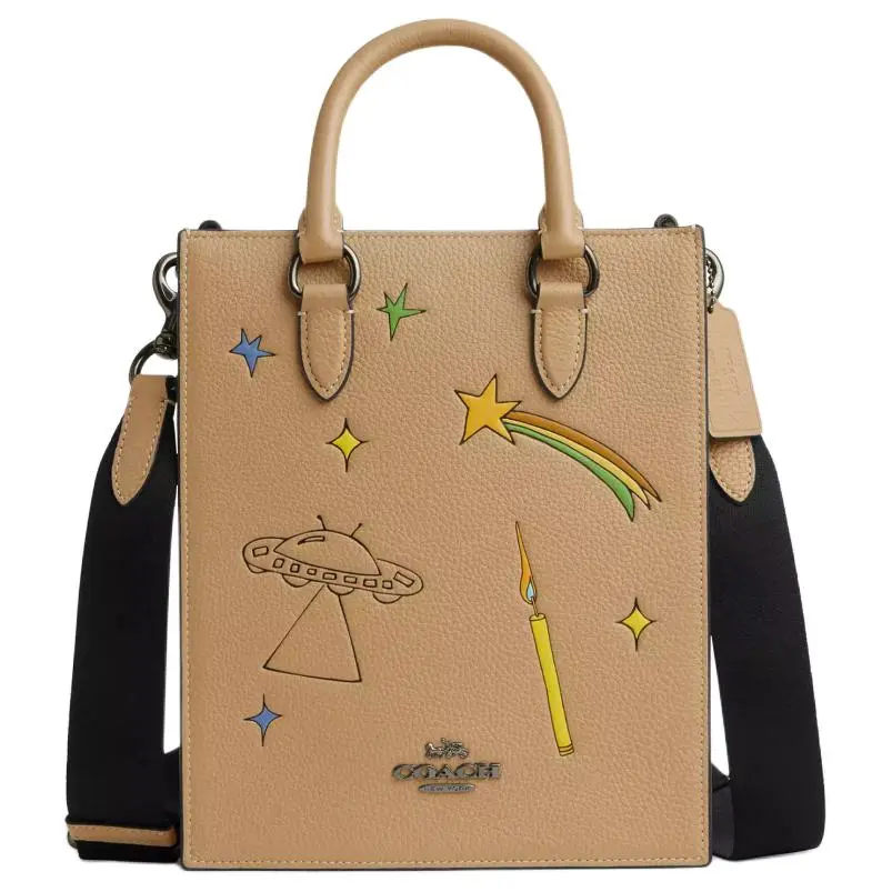 COACH x Observed By Us Dylan 20 Crossbody Bag for Men – Pebbled Leather, Bronze and Tan Multi-Color