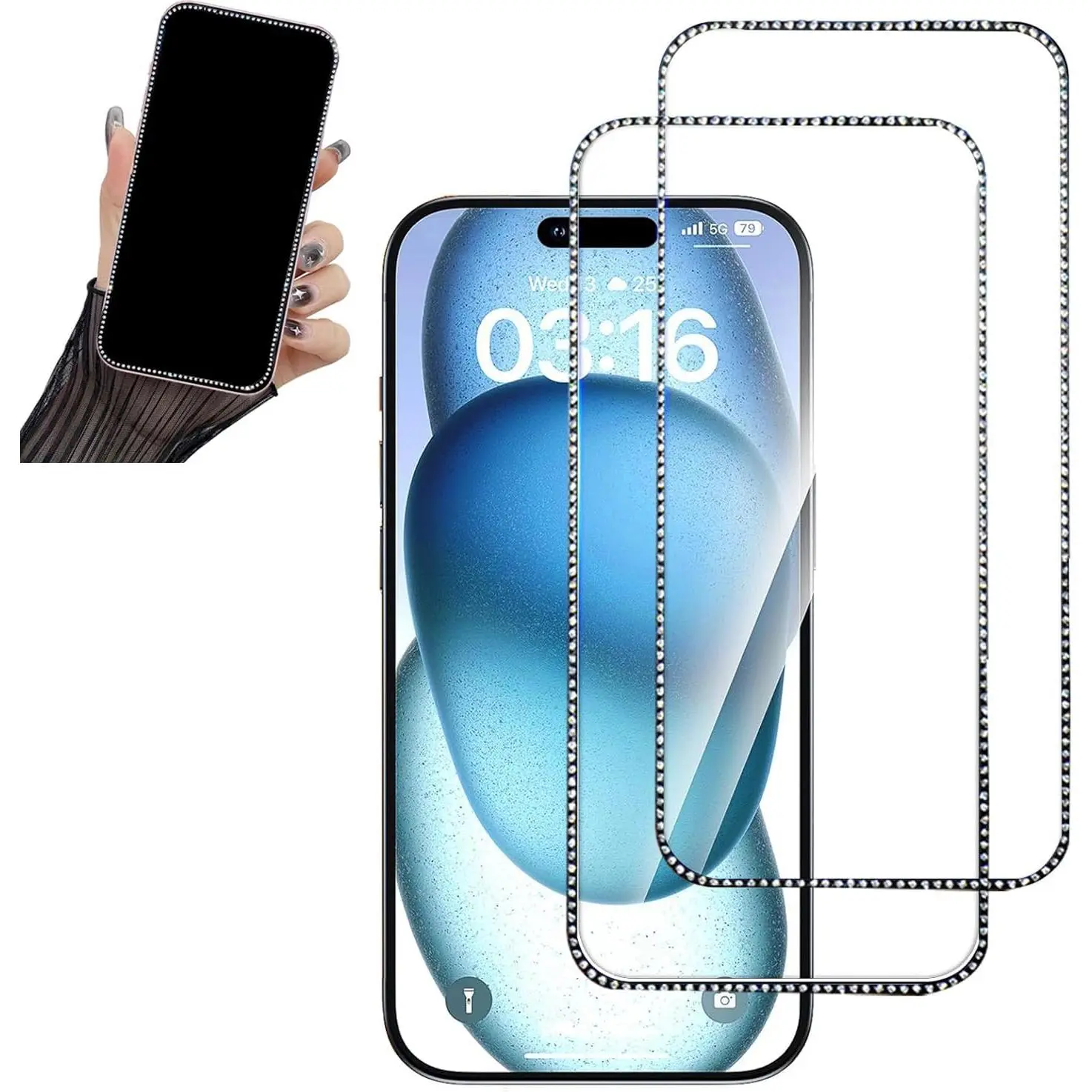 2 count Glitter Screen Protector Suit for  Air 6.5 inch, Bling Shiny Sparkling Tempered Glass