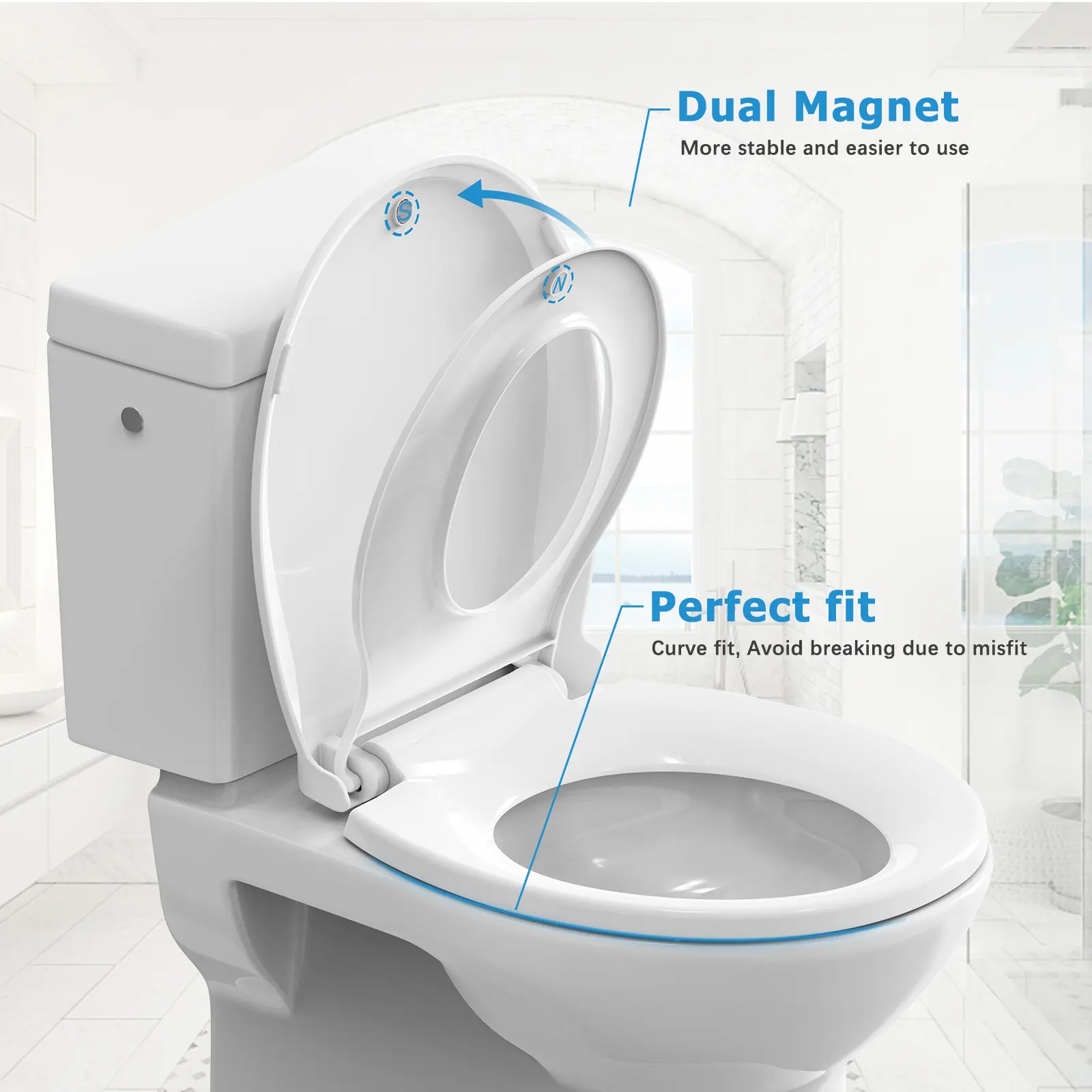 OP-17"or 19" ，2-In-1 Toilet Seat with Built-In Toddler Training Seat – Quiet-Close Lid, Safe PP Material, Quick-Release Hardware-sale