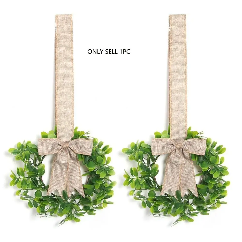 Realistic Greenery Home Decor Cabinet Small Wreath Christmas Burlap Bow Wreath 24cm, Elegant Floral Design for Festive Atmosphere Decorative Wreath, Christmas Decorations