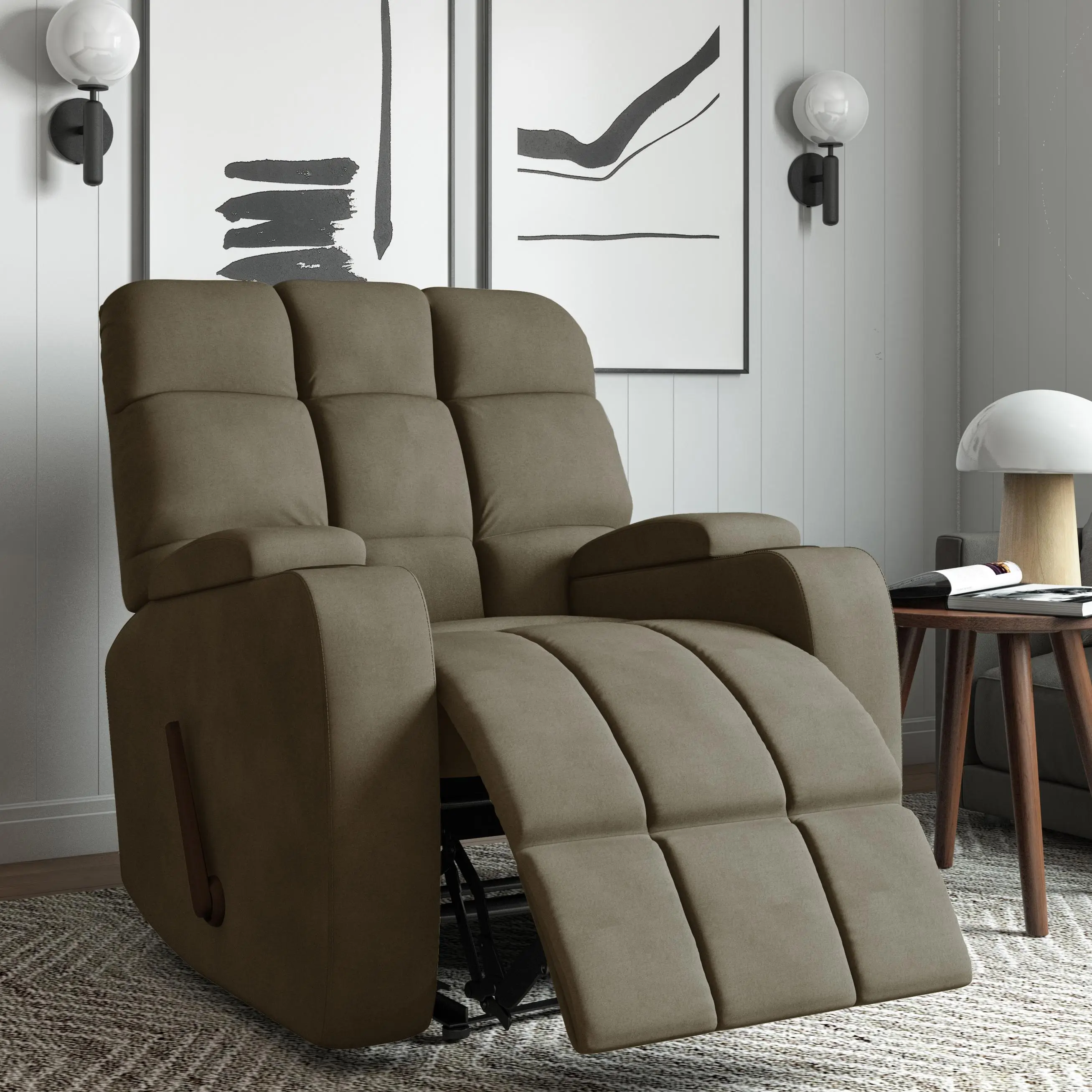 ARCH Granada Recliner Sage Gray Upholstered Lounge Chair for Living Room Bedroom Home Theater Comfortable Seating with Padded Armrests Sturdy Frame Easy Assembly Modern Accent Furniture, Home Furniture and Household Product Search Terms