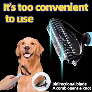 Pet Grooming Rake - Double-Sided Deshedding Dematting Tool, Undercoat Rake for Dogs & Cats, Extra-Wide Dog Grooming Brush & Deshedder Comb for Long Hair, Reduces Shedding 95%