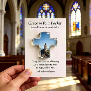 Emotional Inspirational Card, Cross Prayer Card with 2D Jesus Statue, Encouragement Gift, Home Decor, Party Theme Gift, Prayer Gift