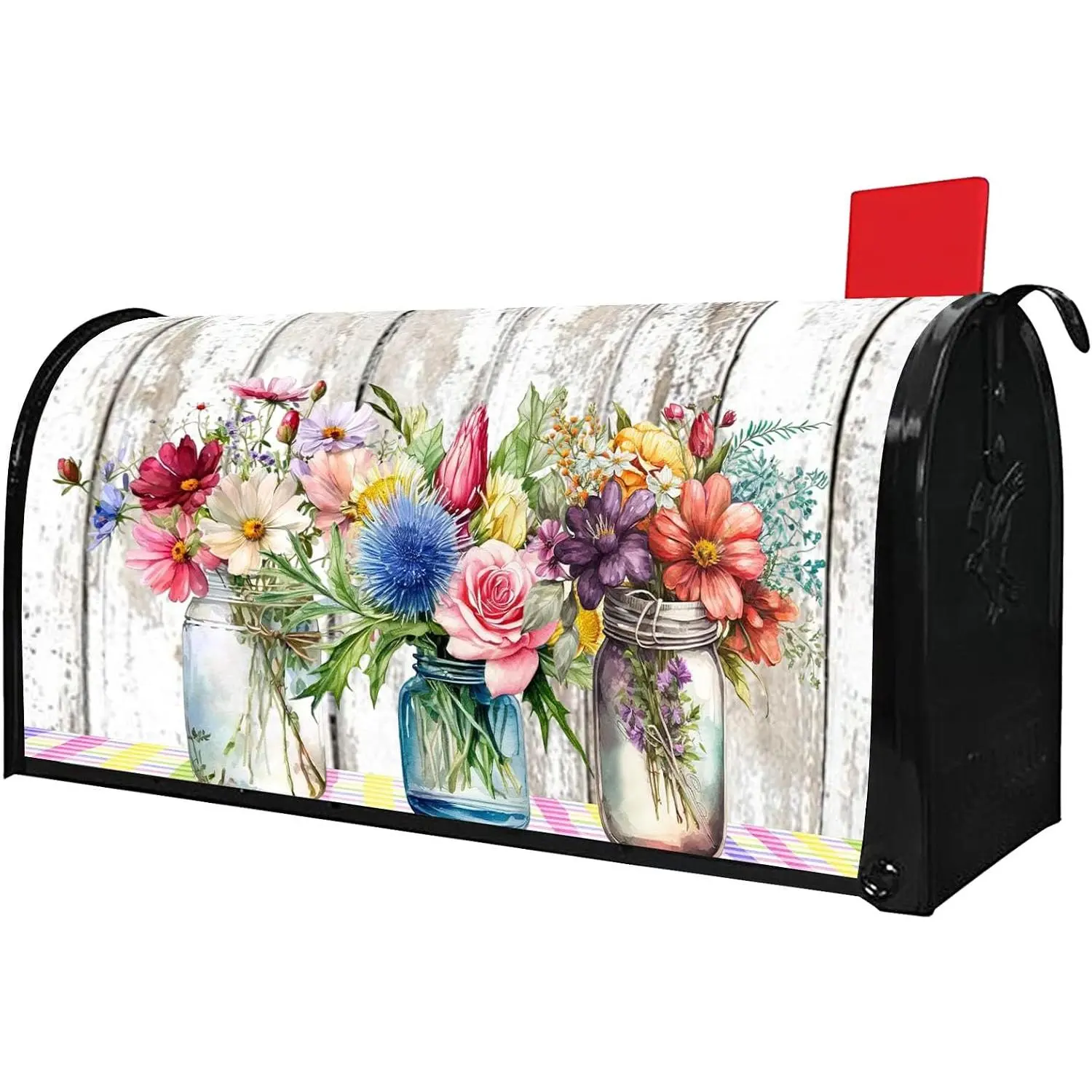 Spring Floral Mailbox Covers  Standard Size 21" X 18" Summer Floral Butterflies Welcome Mailbox Wraps  Letter Box Cover for Garden Yard  Decor Outdoor Decorations (Spring, 21" x 18")