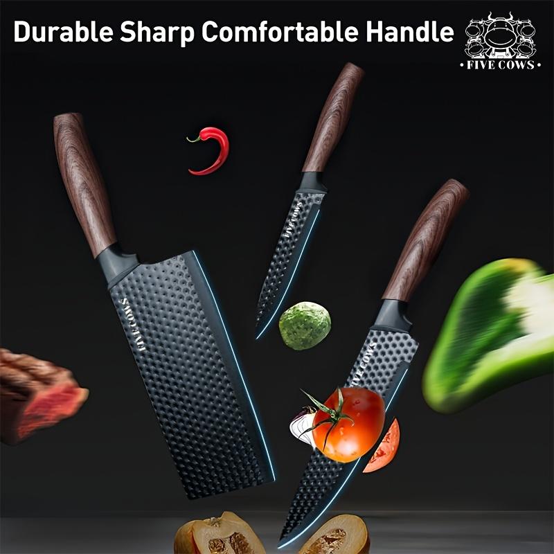 Chef Grade 6-Piece Kitchen Knife Set, Chef Knife, Slicing Knife, Multi-Use Scraper and Scissors, High Carbon Stainless Steel Ultra Sharp, Ergonomic Wooden Handle, Chef Knife Set, Holiday Birthday Gift