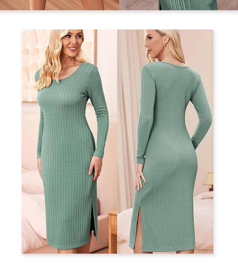 New style maternity dress, long-sleeved, loose-fitting on the sides, knitted ribbed maternity bodycon dress for autumn and winter