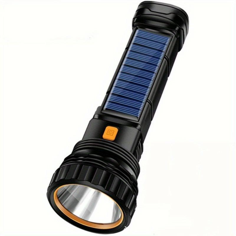 Portable Outdoor Solar Flash Light, USB Rechargeable Handheld Bright Flashlight for Men, Outdoor Flashlights, Multifunctional Emergency LED Torch Light For Camping