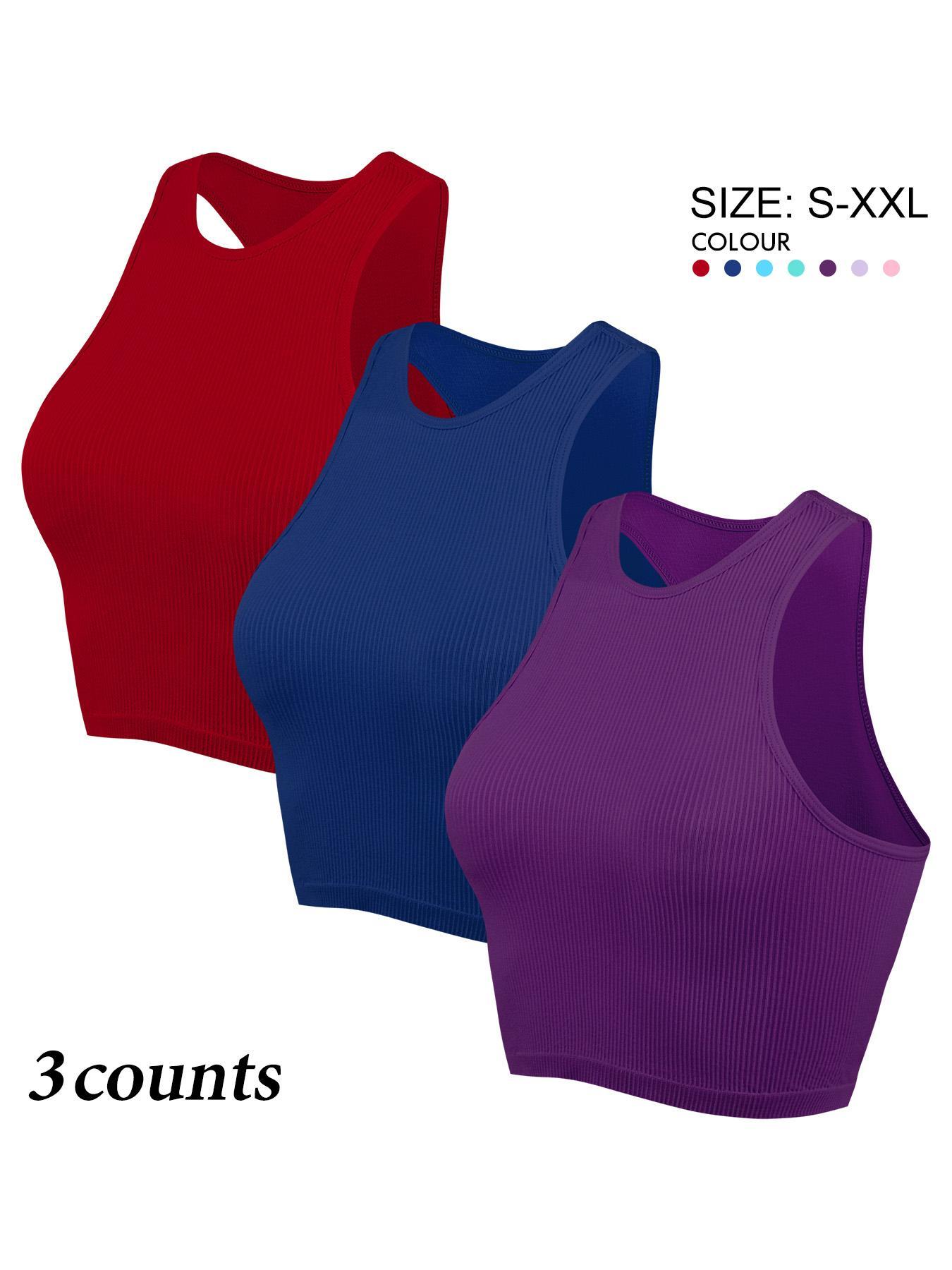 Women's Solid Color Racerback Sports Slim Fit Tank Top, Comfortable Breathable Round Neck Sleeveless Undershirt, Gymclothes, Ladies Sportswear for Indoor Outdoor Wear, Workout Clothes, Athletic Style Activewear, Activewear