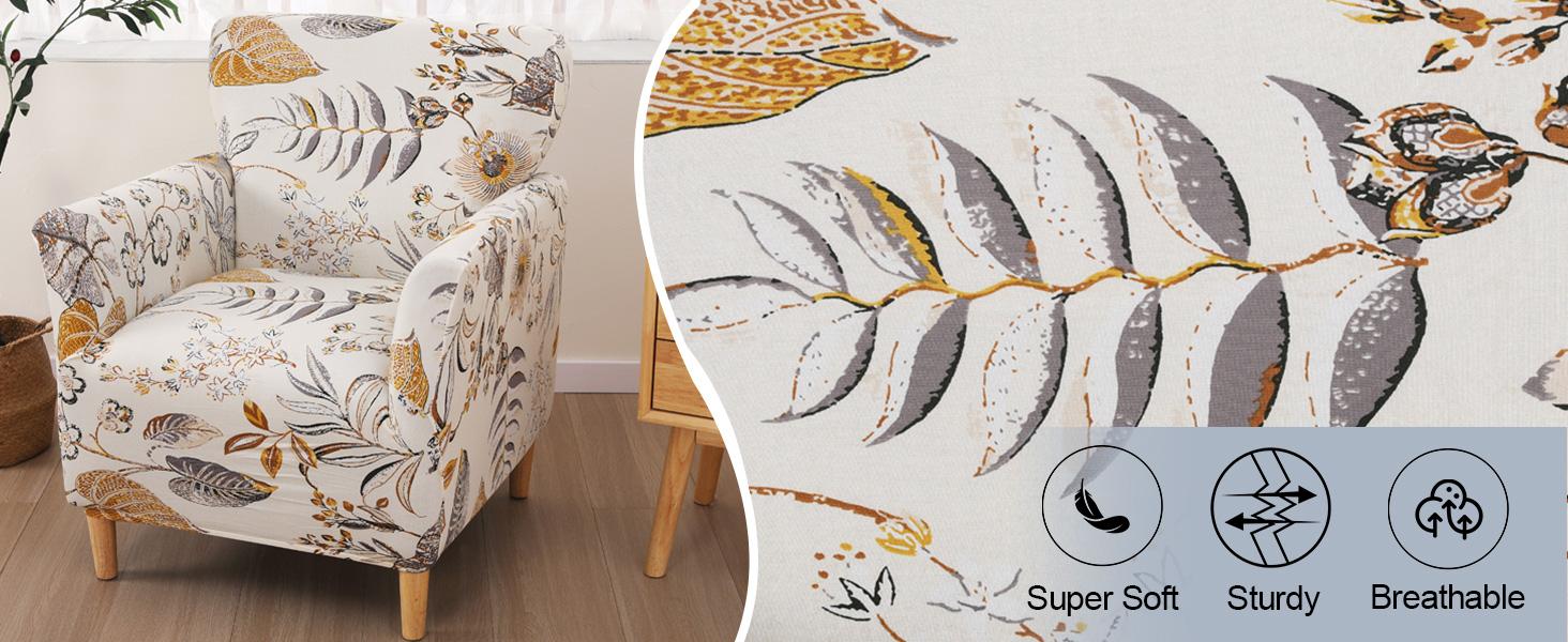 CRFATOP Stretch 1 Piece Chair Covers with Arms Printed Accent Chair Cover Armchair Flower Soft Banquet Armchair Covers Washable Chair Slipcovers for Living Room Office Reception Reading Sofa,02