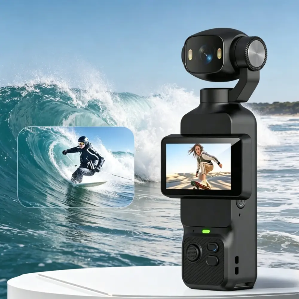 Rotatable Side Screen Handheld Camera with Reliable Anti-shake. Create Clear, Steady Videos for Sports Trips and Lifestyle Vlog Content.