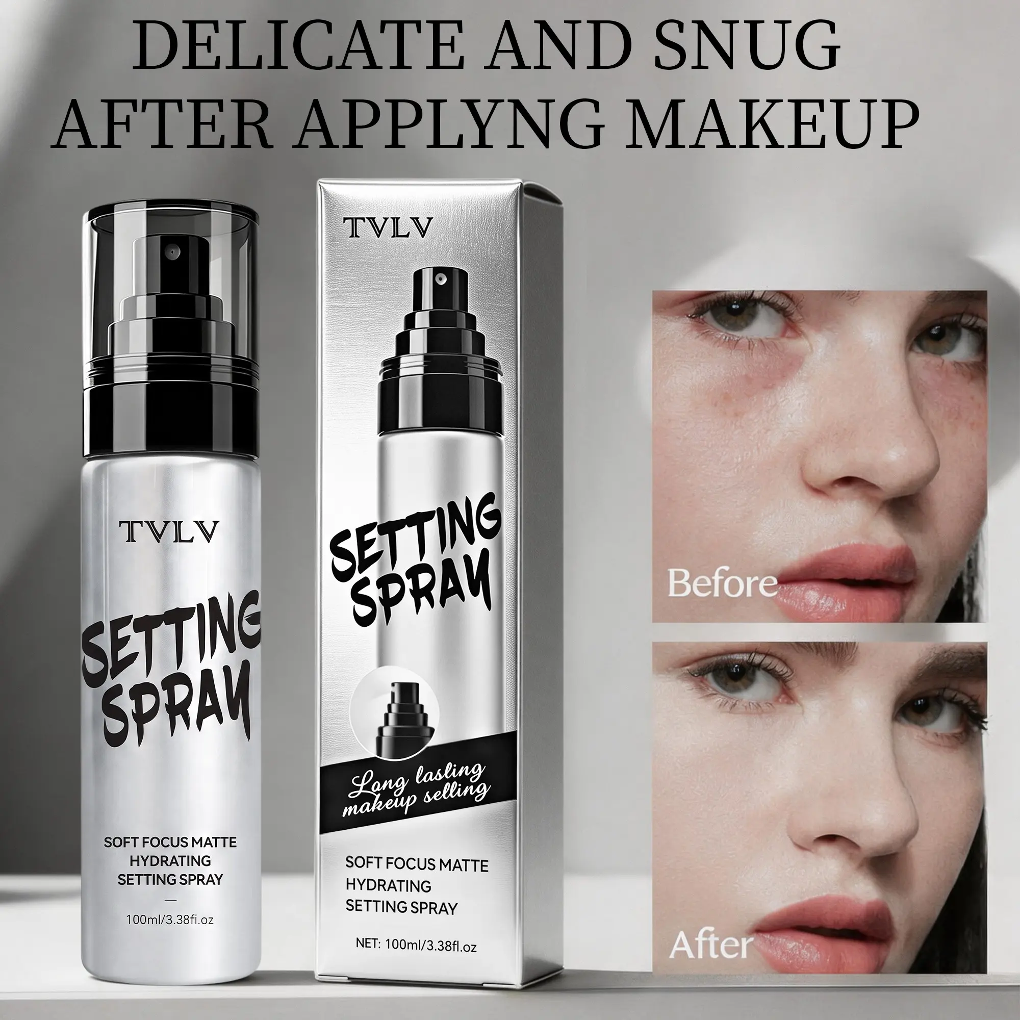Soft Focus Matte Hydrating Setting Spray, Fine Mist Moisturizing Long-Lasting Makeup Fixer, Sweatproof Oil Control, Anti-Fade, Daily Use