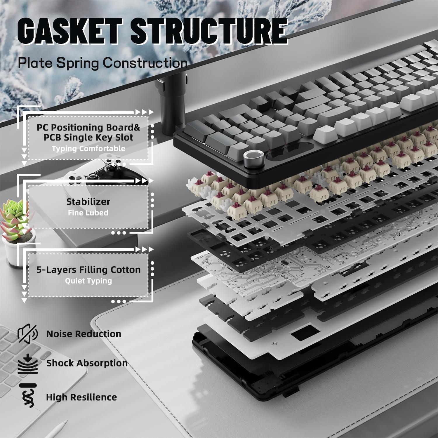 Wireless Mechanical X98PRO Gaming Keyboard, Rechargeable Keyboard with TFT Screen, Hot-swappable RGB Backlit Keyboard for Game & Office