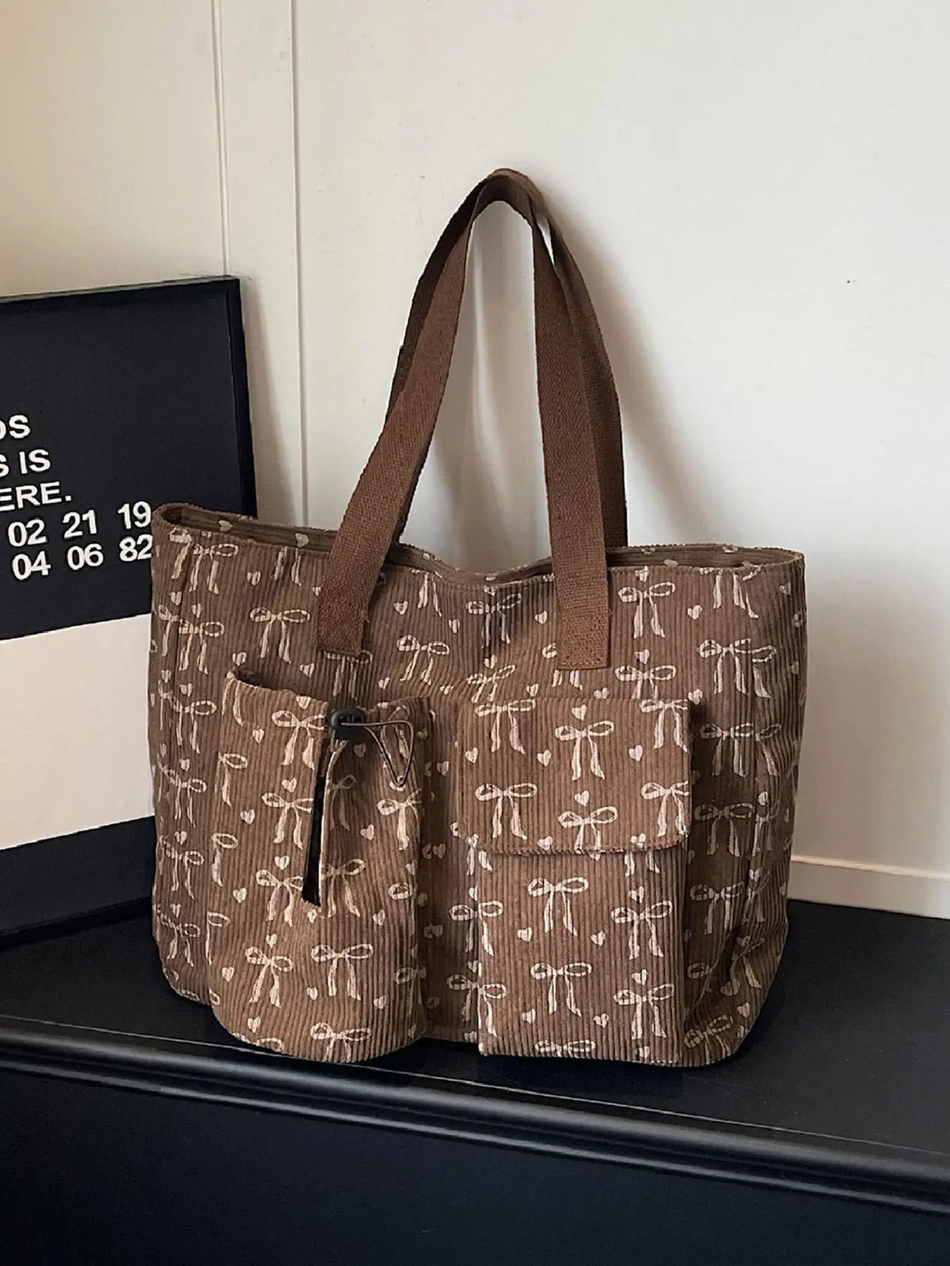 Butterfly Pattern Women's Velvet Multi-Pocket Tote Bag, Fashion Daily Casual Zipper Shoulder Bag, Stylish and Practical Accessory, Multiple Compartments Tote, Aesthetic Tote Bag
