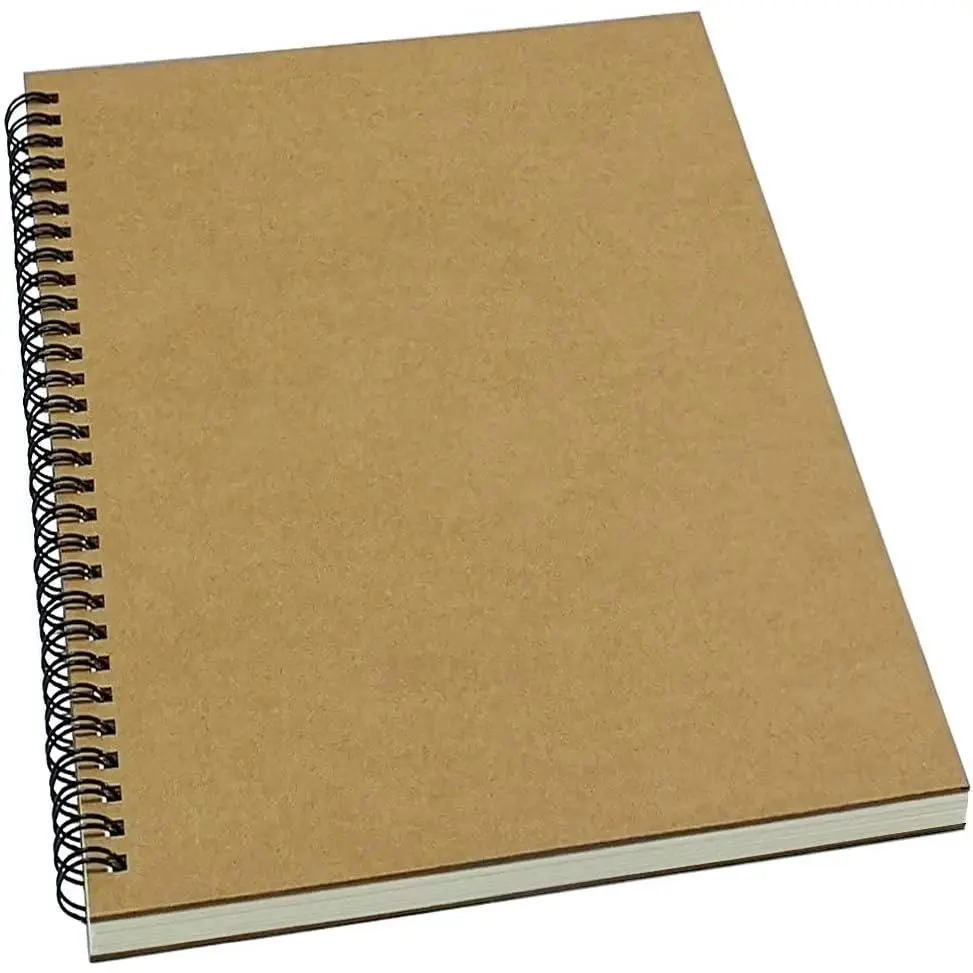 Modern B5 Hardcover Wire-Bound Ruled Spiral Notebook, Acid-Free Paper, Pen Test Pass, 70 Sheets (140 Pages), 10.5" x 7.3", Brown Office Stationery, Ruled Lines