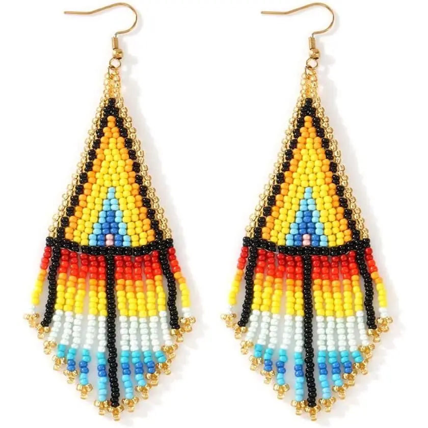 Beaded Tassel Dangling Earrings For Women, Long   Design Drop Summer  Gifts.