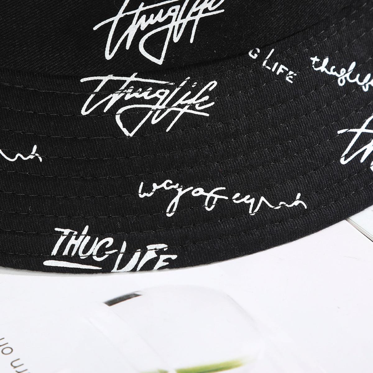 AWAYTR Unisex Double-Sided Fisherman Hat Summer General Sun Hat Trendy Letter Printing Wide Basin Hat Hip Hop Bucket Hat Outdoor