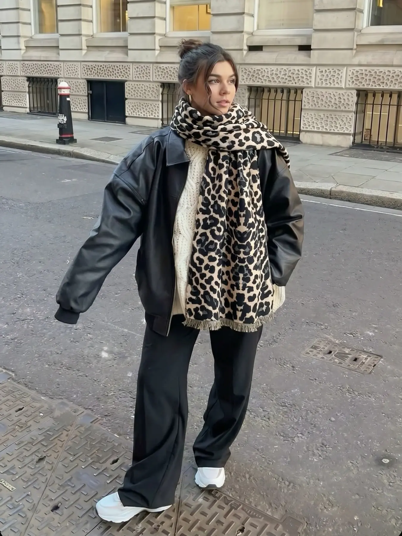 Boho Leopard Print Scarf, Lightweight Pashmina Wrap, Soft Warm Shawl, Long Printed Silk Scarf, Casual Fit Accessory, Boho Style Scarf, Fashionable Throw