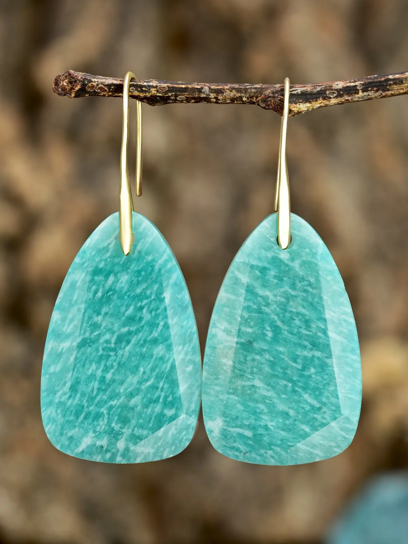 Elegant Nature Arizonaite Dangle Earrings, Exquisite Blue &, Natural Stone Jewelry, Perfect for Any Occasion