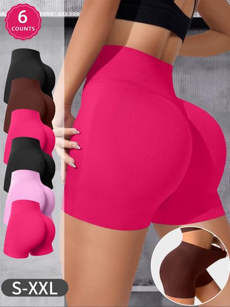 6 Pack Women Seamless High Waist Ladies Underwear, Casual Yoga Boyshorts, Gym Workout Shorts, Tummy Control and Butt Lifting Print Shorts for All Seasons