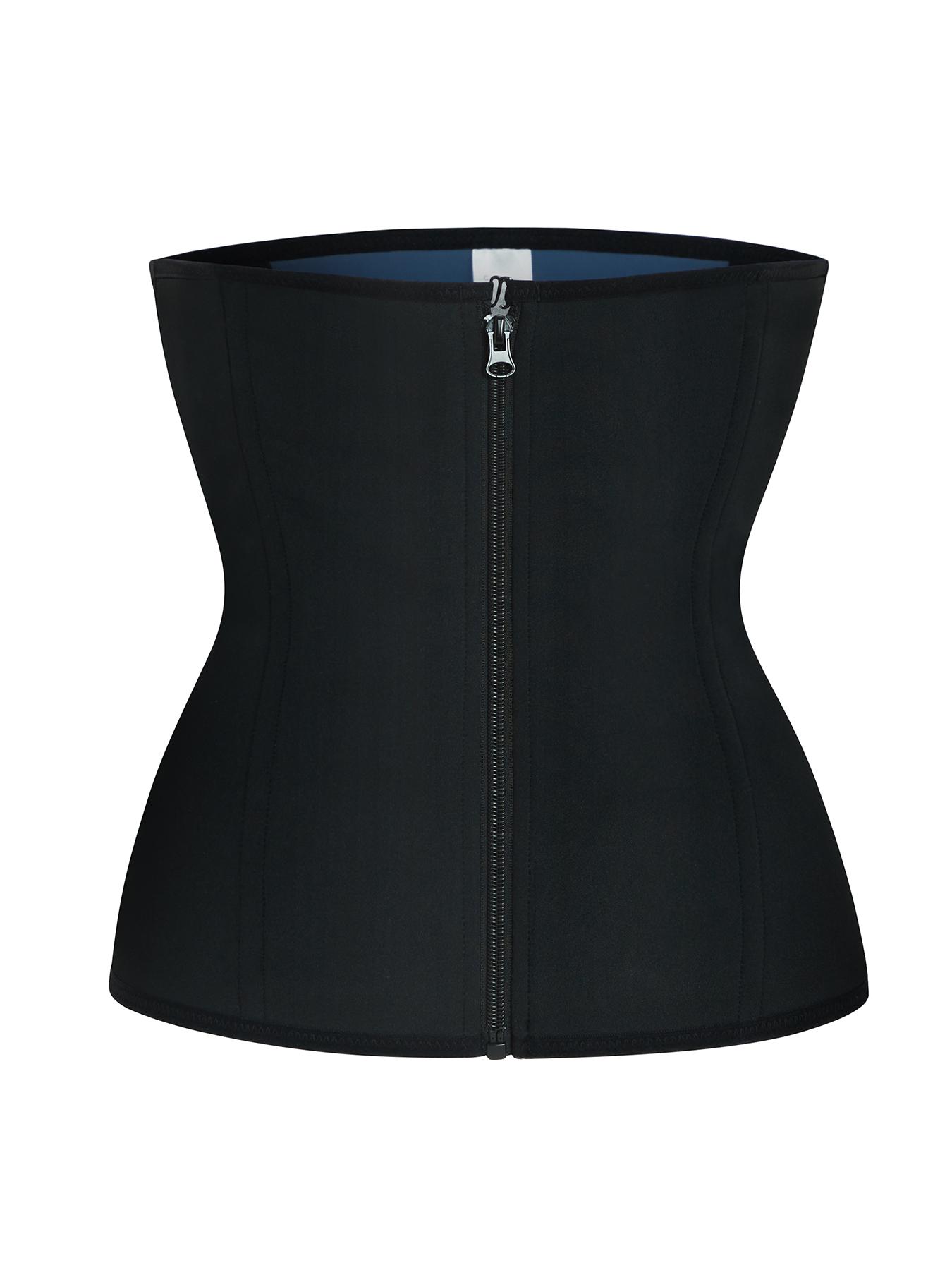 [Plus Size] Solid Color Zipper Front Waist Trainer Tummy Control Shaper, Women's for Daily Wear, Minimalist, Minimalist Shapewear