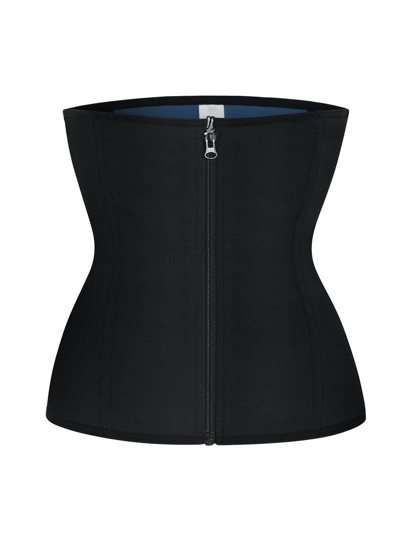 [Plus Size] Solid Color Zipper Front Waist Trainer Tummy Control Shaper, Women's for Daily Wear, Minimalist, Minimalist Shapewear