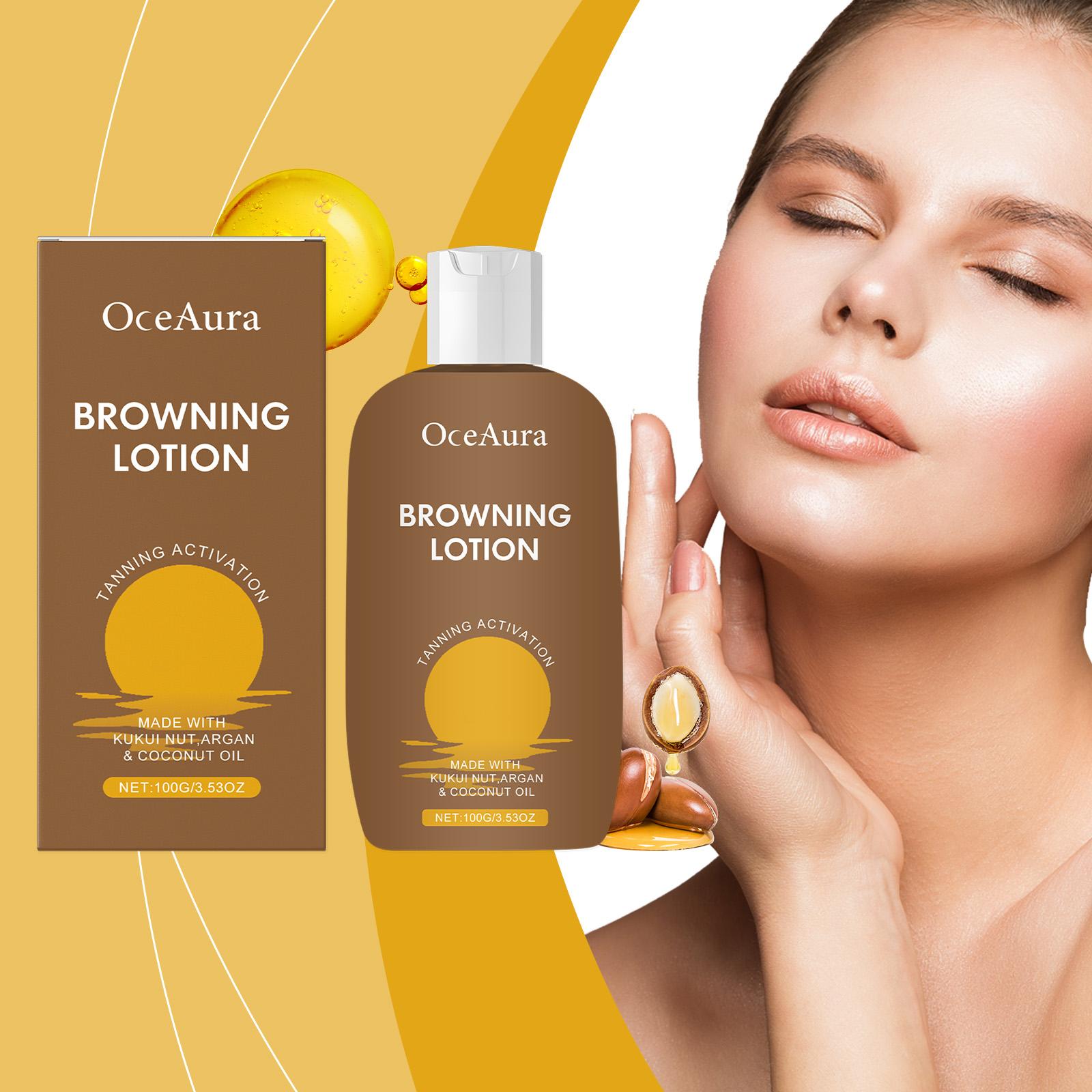 OCEAURA Browning Lotion with Coffee Seed Oil & Argan Oil, Tanning Body Lotion with UV Protection, Non-Greasy Fast Absorbing, Deep Nourish Coconut Kaju Oil for All Skin Hydrating Intensive Gel tan shower sunscreen spray bronzing agent