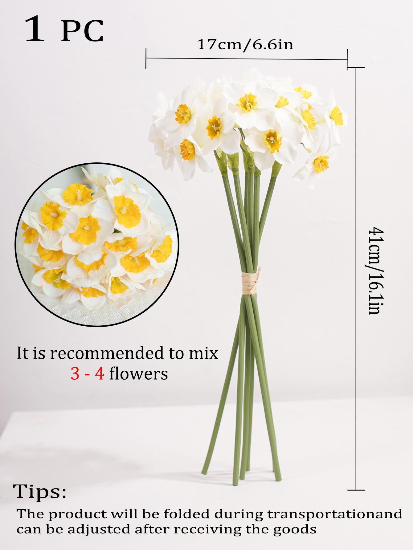 Daffodil Bouquet Silk Flower Plastic Living Room Table Decoration Artificial Fake Flower Potted Plant Home Decoration