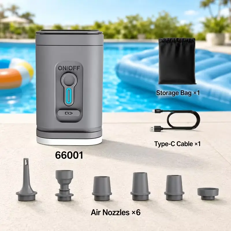 Rechargeable Dual-Function Electric Air Pump with LED Light, Quick Inflate/deflate, Portable Mini Air Pump for Mattresses, Pool Floats, Vacuum Bags