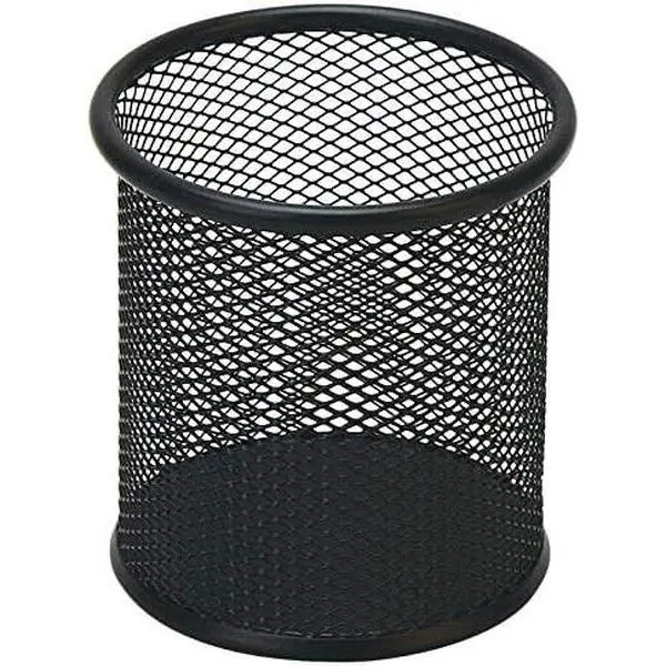 Black Pen Holder Cup for Desk, Pencil Cup Holder, Black Wire Mesh Pen Cup for Desk Office Pen Organizer