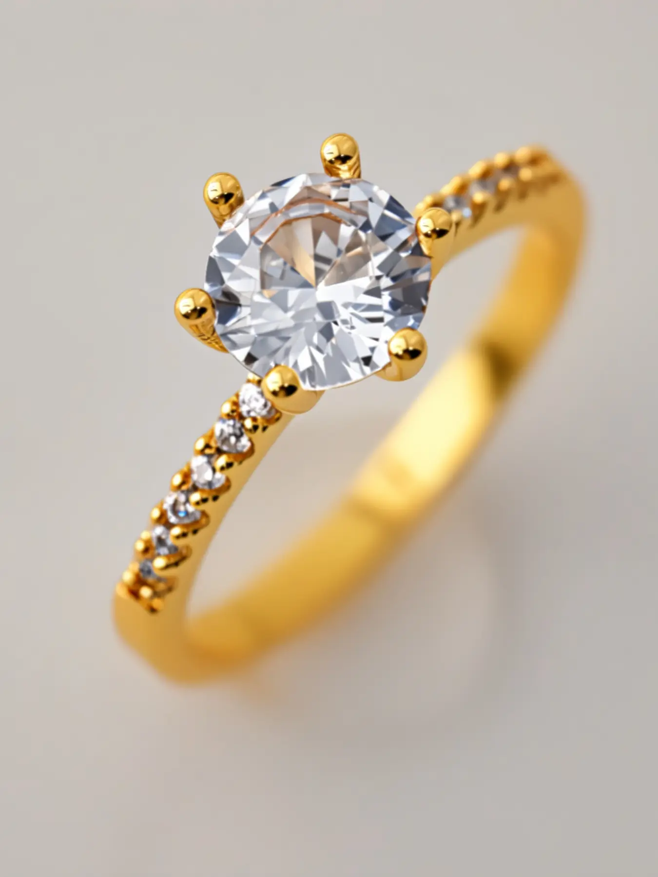Six Prong Zircon Engagement Ring, Classic Proposal Ring, Simple and Elegant Design, Perfect for Weddings and Special Occasions