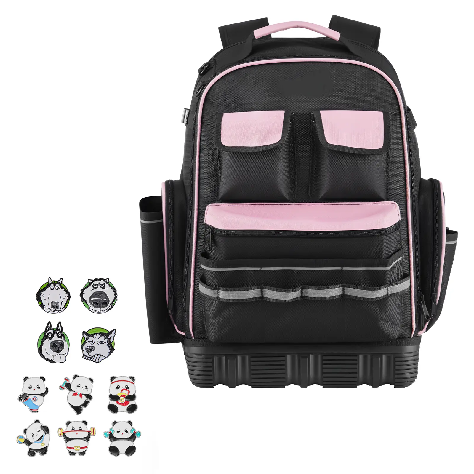 Tool Backpack, 56 Pockets, Heavy-duty Tools Storage Organizer Work Bags with Laptop Compartment & Molded Base, Electrician Jobsite Backpack for Electrician, Repairman, and HVAC Techs