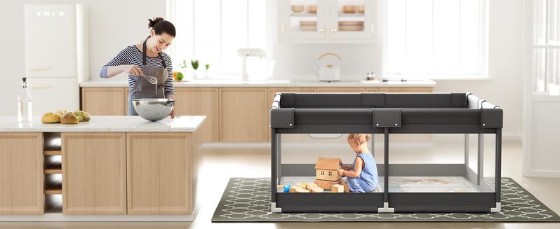 Fodoss Baby Playpen with Mat, Small Play Pen(47x47inch), for Babies and Toddlers, Pen Apartment, Yard Baby, Fence Area Playyard Activity Center (Dark Gray)