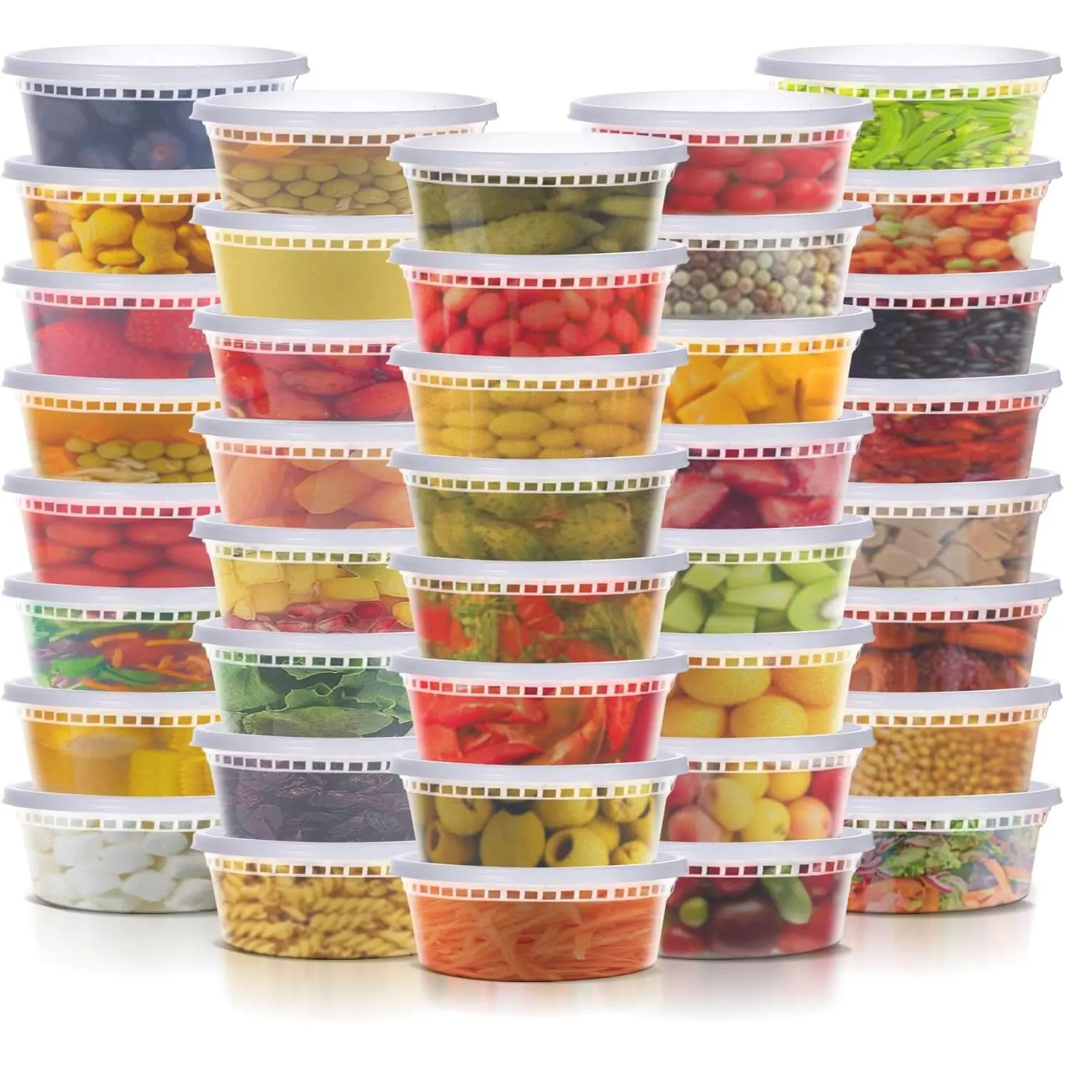 Deli Containers with  8oz- Disposable Soup Containers with  48 Sets - Plastic Container with Lid,  Container with Leakproof, /Microwave/Freezer/Dishwasher Safe