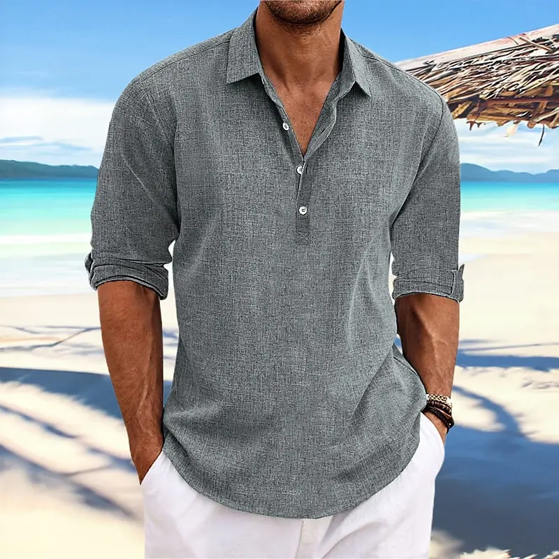 Men Clothing, Long Sleeve Henley Shirt, Casual Daily Wear, new product, clearance sale, perfect gift menswear, Classic, Relaxed Fit, Stylish