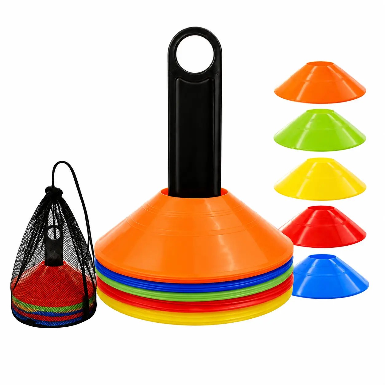 Professional Lightweight 18g Soccer Training Sign Discs – Durable PVC Obstacle Cones for Drills, Agility Workouts, Field Marking, Youth and Adult Team Practice, Portable and Weather-Resistant Outdoor Use
