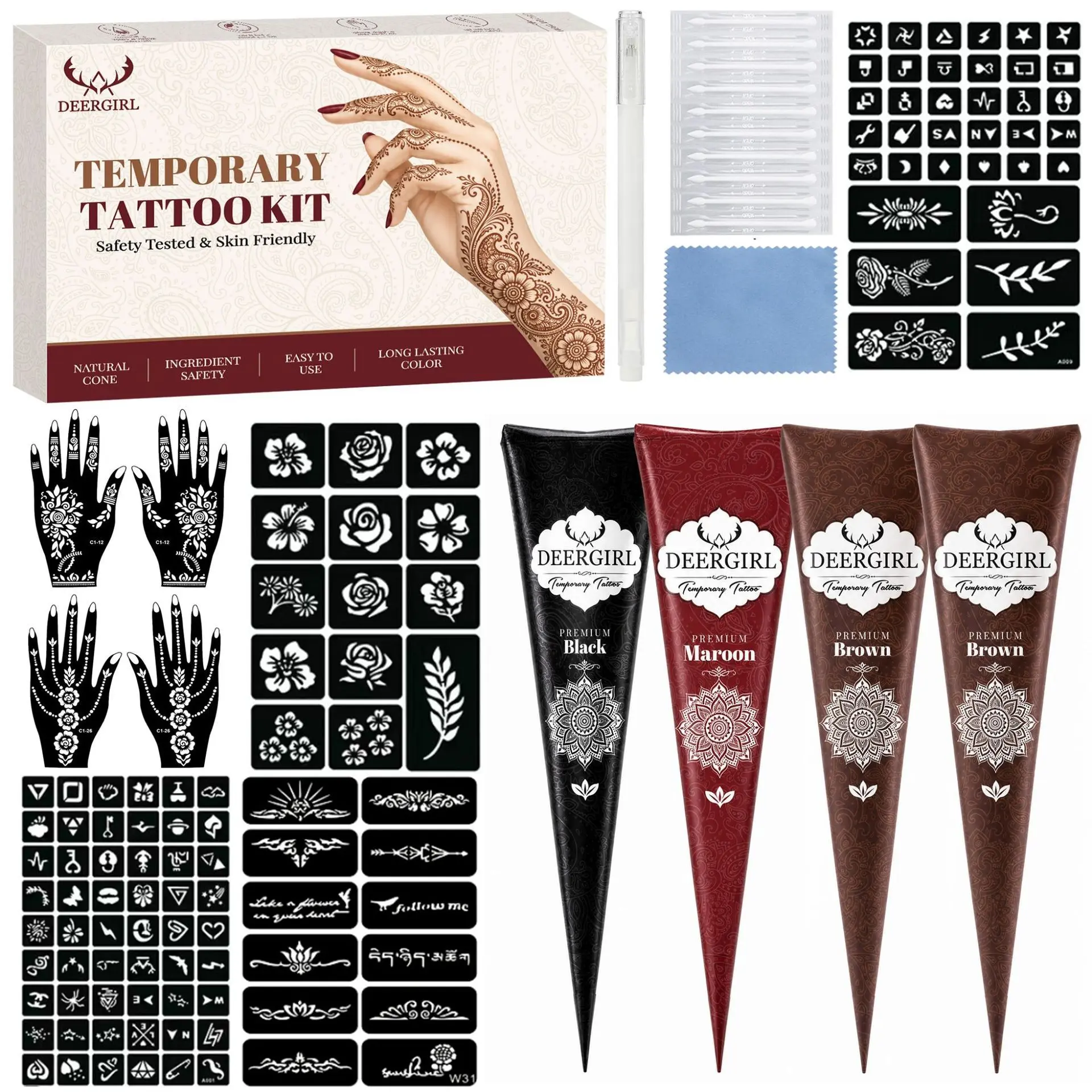 Plant-Based Tattoo Wax Kit, Temporary Henna Body Art, Waterproof Long-Lasting, Easy-To-Use Hand-Drawing Tattoo Gel