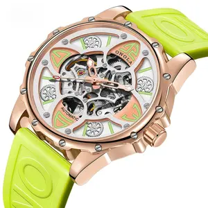 Fashionable and trendy business style new fully automatic mechanical watch for men and women, waterproof with rubber strap, suitable for casual and sports wear, versatile V-B075