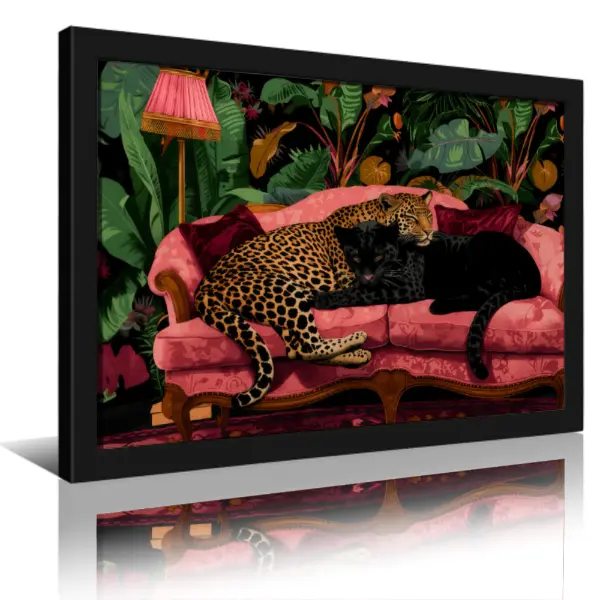 Vintage Y2K Brown Tiger And Leopard Canvas  Art,for Hallway Bathroom Dining Living Room Kitchen  Bedroom Decoration less museum-quality poster dormessentials cover demon slayer toilet home