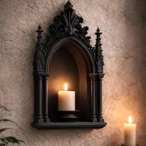 Gothic Cathedral Wall Altar Arched Sconce, Cathedral Arch Wall Shrine, Dark Academia Decor, Medieval Church Inspired Wall Accent, Gothic Home Decoration, Display Niche for Candles, Figurines and Collectibles