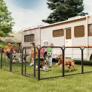 Dog Playpen 24 Inch 8 Panels, Large Exercise Puppy Pen with Lockable Door, Heavy Duty Metal Dog Fence Outdoor for Yard Backyard Home Foldable